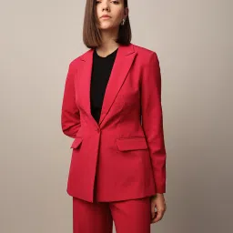 Women Solid Single Breasted Formal Blazer-image-1
