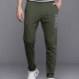 Men Printed Olive Track Pants-image-1