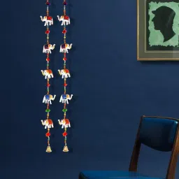 Rajasthani 1 Pair Elephant With Bells Latkan Toran Wall Door Hanging For Temple Plastic Windchime-image-64