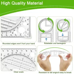homkana Multifunctional Geometric Ruler Mathematics Drawing Template Ruler image 5
