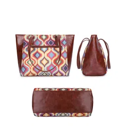 THE CLOWNFISH Geometric Printed Structured Tote Bag image 4