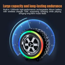 Soft Cart RGB tyre Design Wireless Bluetooth Speaker with Big bass 10 W Bluetooth Party Speaker image 2