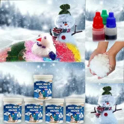(Pack of 5) Magical Fake Instant Ice Snow Making Powder with colors Kit for Kids-image-41