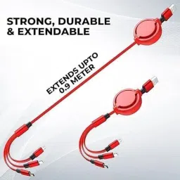BUFONA Multiple 3in1 Telescopic Retractable USB Charging Data Cable Multi Quick Cable Charging Pad image 2