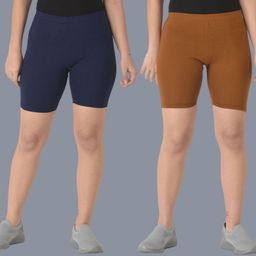 dollar missy Pack of 2 Solid Women Beige, Dark Blue Cycling Shorts-picture-46