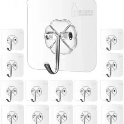 Wall Hooks For Hanging Cloths , Strong Wall Hanger Hooks Without Drill Transparent Towel Holder-26