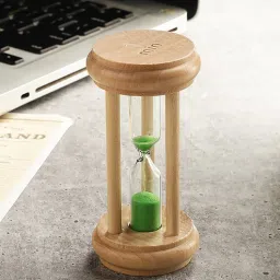 exim decor Wooden Round Green Three Pillar 1 Minute Sand Timer Showpiece-picture-46