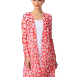 BAESD Floral Printed Open Front Longline Shrug image 3