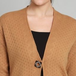 BROOWL Self Design Woollen Open Front Longline Shrug image 2