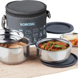 Carry Fresh Lunchbox, 2pc Set (280ml x 1 + 180ml x 1) Vertical Tiffin for Office 2 Containers Lunch Box-13