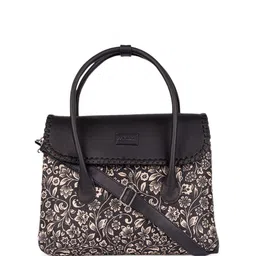ZOUK Floral Printed Oversized Structured Jute Handheld Bag image 3