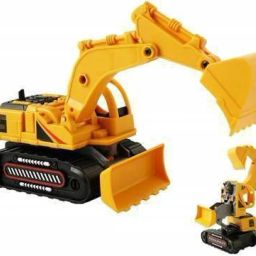 2 in 1 Friction Powered Push and Go 360 Degree Rotating Construction Robot Transformer Stunt Road Excavator Truck Toy with Movable Parts for Kids (Multicolor) (Yellow, Pack of: 1)-23