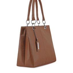 Toteteca Tan Brown Textured Structured Handheld Bag image 4
