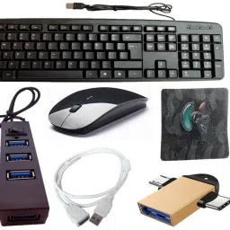 ANJO Wired Keyboard-Wireless Mouse-Pad-Hub 2.0-Cleaner-2in1 OTG C&M-Ext Cable 1.5m Combo Set-29