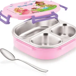 Donut 3 Insulated Steel Tiffin With Spoon For Kids, School 3 Containers Lunch Box-12