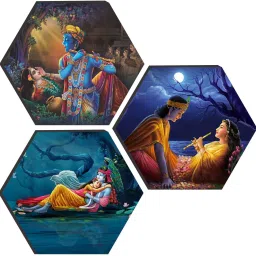 Radha Krishna Hexagon Digital Reprint 17 inch x 17 inch Painting-12