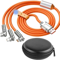 POZUB 120W Type C Mobile Cable 3in1 Multipin Charging Data Cable+Carry Pouch Charging Pad-0