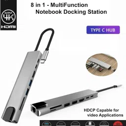 OG X NEXSA 8 in 1 USB Aluminum Type C Adapter with 4K HDMI Port Type-C Hub (8-in-1), USB Hubs & Docks, For Mac & Windows,4K HDMI, 2 USB 3.0, 2 USB-C ports Fast Charging, SD/TF Card Reader,RJ45 Ethernet image 4