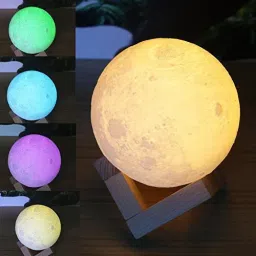 Connectwide Robotics 3D Moon Lamp India/Moon Shaped Lamp/Led Moon Lamp/Lunar Moonlight Lamp - 16 Colors Table Lamp image 4