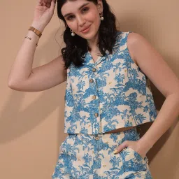 Floral Print Women Waistcoat-2