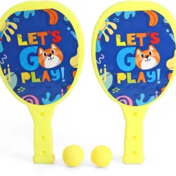 Junior Plastic Racket Set for Boys & Girls|Indoor & Outdoor Tennis Toy for Kids| Yellow Table Tennis Racquet-25