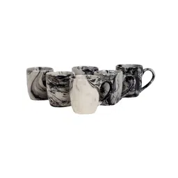 CDI Grey & Black Set Of 6 Dishwasher And Microwave Safe Printed Ceramic Matte Mugs 250 ML image 4