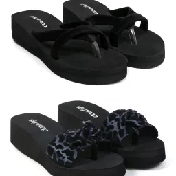 Stylish Comfortable and Trending Cross Strap Flip Flop Combo of 2 Women Slippers-27
