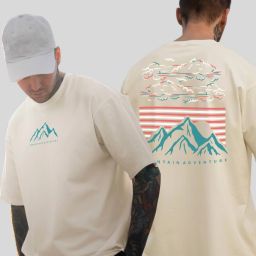 Men Printed Round Neck Polycotton Beige T-Shirt-image-94