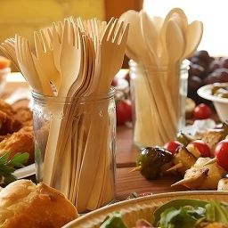 Christmas Party Cutlery Set | 50 Pcs Spoons & 50Pcs Forks | Disposable Wooden Cutlery Set-12