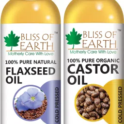 100% Organic Castor Oil & Flaxseed Oil with Omega-3 (100ML Each) Combo Set-23