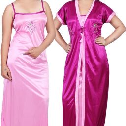 Pack of 2 Women Nighty with Robe-image-29