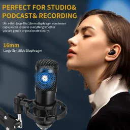 imaginea BM800 Condenser Microphone USB Microphone Plug & Play PC Computer Cardioid Mic Kit with Adjustable Stand Shock Mount & Sound Card for Podcast,Streaming,YouTube image 3