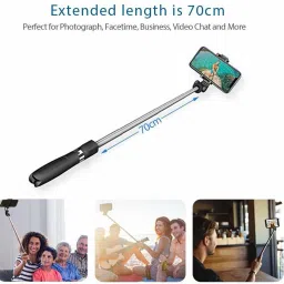 Adofys KD-24 wireless bluetooth Extendable tripod+selfie stick Tripod (Black, Supports Up to 500 g) Tripod image 3