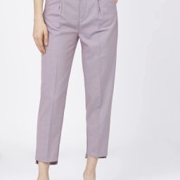 Women Tapered Purple Cotton Blend Trousers-image-49