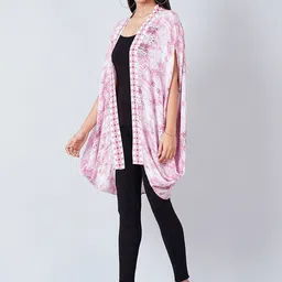First Resort by Ramola Bachchan Open Front Printed Longline Shrug image 5