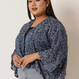IX IMPRESSION Plus Size Floral Printed Open Front Shrug image 2