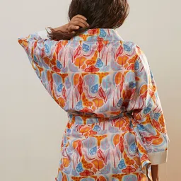 CMGE Abstract Printed Tie-Up Modal Shrug image 4