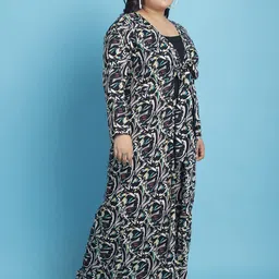 theRebelinme Plus Size Printed Longline Tie-Up Shrug image 4
