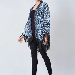 First Resort by Ramola Bachchan Open Front Printed Shrug image 2
