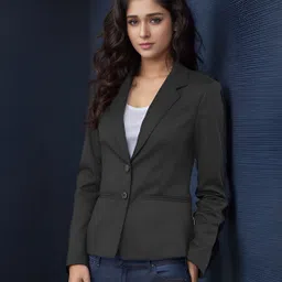 rocksy Women Solid Single Breasted Casual Blazer-picture-7