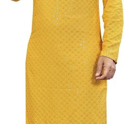 Men Embroidered Cotton Blend Straight Kurta-image-60