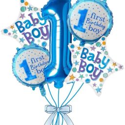 Solid C-287 Baby boy first/1st happy birthday party decorations combo/kit blue theme Balloon-11