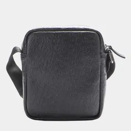 Police Men Black Leather Structured Sling Bag image 5
