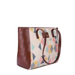 THE CLOWNFISH Geometric Printed Structured Tote Bag image 3