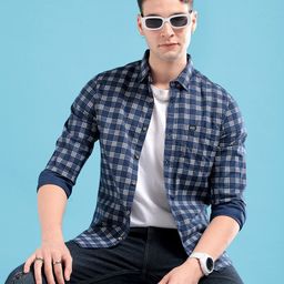 the indian garage co. Men Slim Fit Checkered Spread Collar Casual Shirt-picture-30