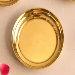 bulkysanta Golden Brass Pooja Thali Set of 2-picture-33