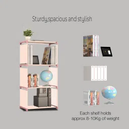 scholars Multipurpose Collapsible Bookshelf 4 Racks Book Stand Almirah for Home & Kids Metal Open Book Shelf image 2