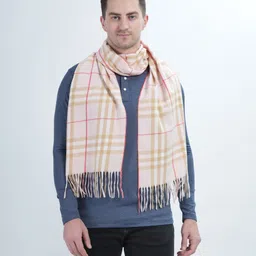 life and style Checkered Wool Blend Men Pink Scarf-picture-1