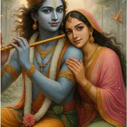 18 inch Lord Krishna & Radha Wall Sticker For Home, Office Poster 12x18 Inch Self Adhesive Sticker-image-41