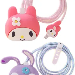 LN KART 2 Packs 3D Cute Cartoon Charger Cover 18W/20W USB-C Power Adapter Protector Cable Protector-image-54